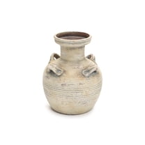 LuxenHome Rustic Off-White with Gray 10.2-Inch Tall Terracotta Urn Vase