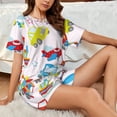 thumbnail image 4 of Fotbe Cute Transport Print Pajama Set for Women 2 Piece Loungewear Short Sleeve Tops and Shorts Set Soft Sleepwear-Large, 4 of 7