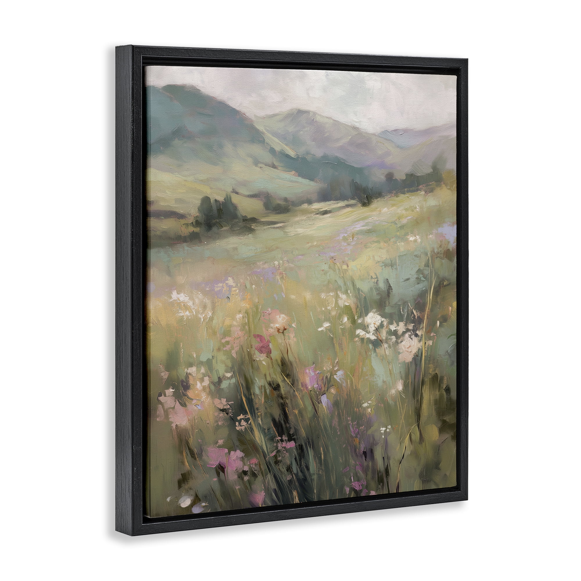 Stupell Industries Sunlit Meadows Landscape Black Framed Floater Canvas Wall Art, design by Svetlana Aleynikova