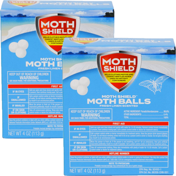 MothShield FRESH LINEN SCENT Moth Balls, Carpet Beetles, Kills Clothes Moth, Repellent Closet Clothes Protector, No Clinging Odor (Pack Of 2 Boxes)