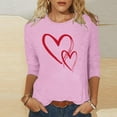 thumbnail image 2 of yillto Plus Size Shirts for Womens 3/4 Sleeve Crewneck Cute Valentine's Day Tees Casual Fashion T Shirts, 2 of 5