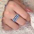 thumbnail image 4 of SHELOVES White CZ and Blue Created Sapphire Wide Wedding Bands for Women Elegant White Gold Baguette Rings Size 8, 4 of 7