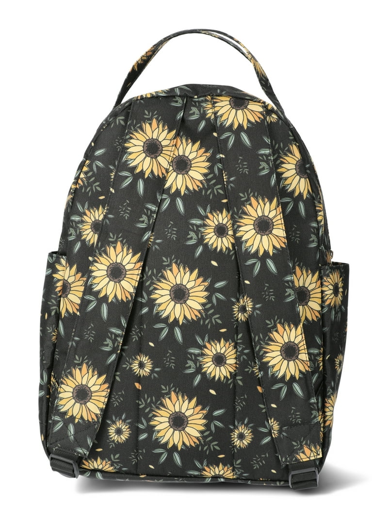 Dome Backpack, Black Daisy, Women\'s Vaction Work Travel Bag No Boundaries Dome Backpack for Women Black Daisy 16x12x5.13  main image 2