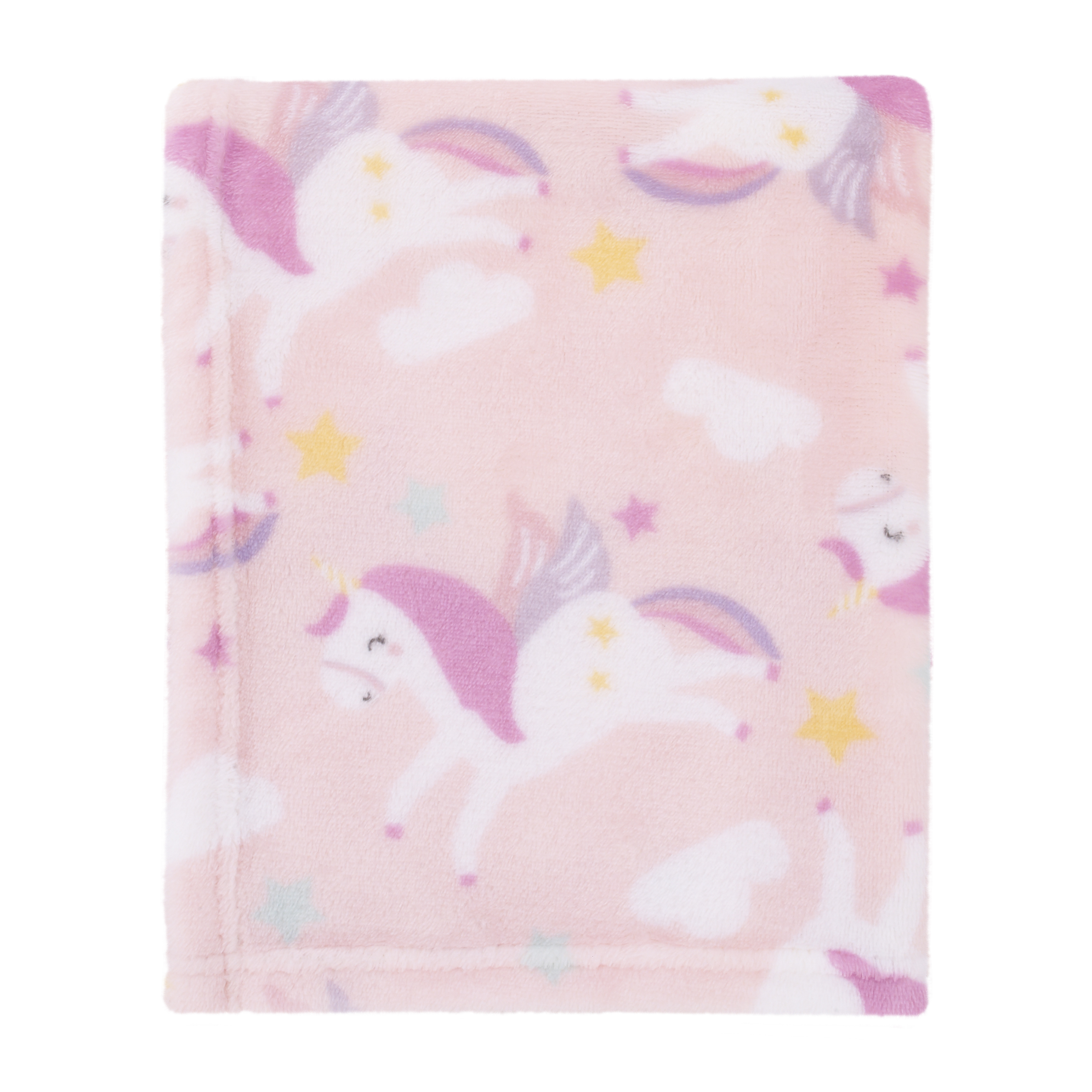 Parent's Choice Plush Baby Blanket, Pink Unicorn Print, 30x36 inches, Pink, White, Infant Girl - image 2 of 7