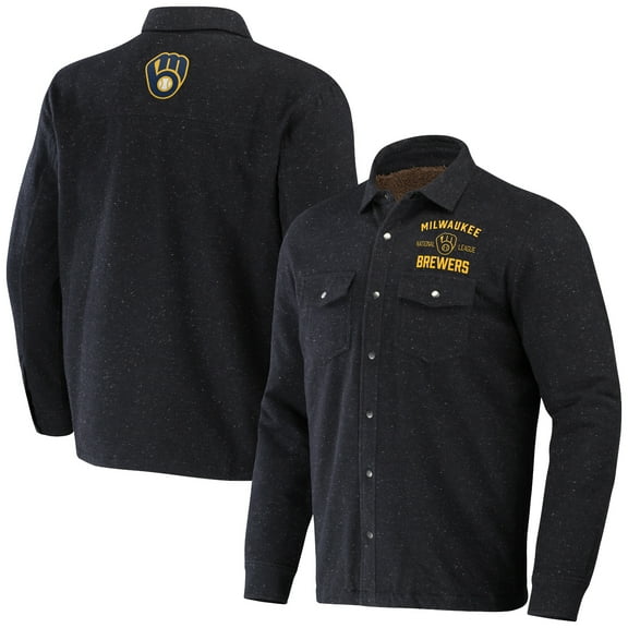 Men's Darius Rucker Collection by Fanatics Black Milwaukee Brewers Ringstop-Full-Snap Shacket