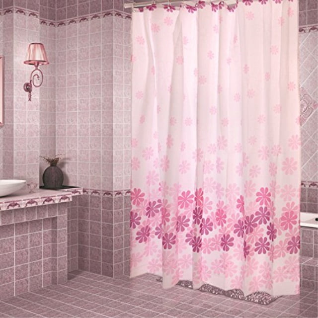 Polyester Waterproof Mildew Resistant Shower Curtain Liner Pink