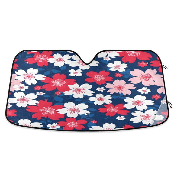 Colorful Cherry Blossoms Car Windshield Sun Shade Foldable Car Front Window Visor Heat and UV Protection 53x23.5