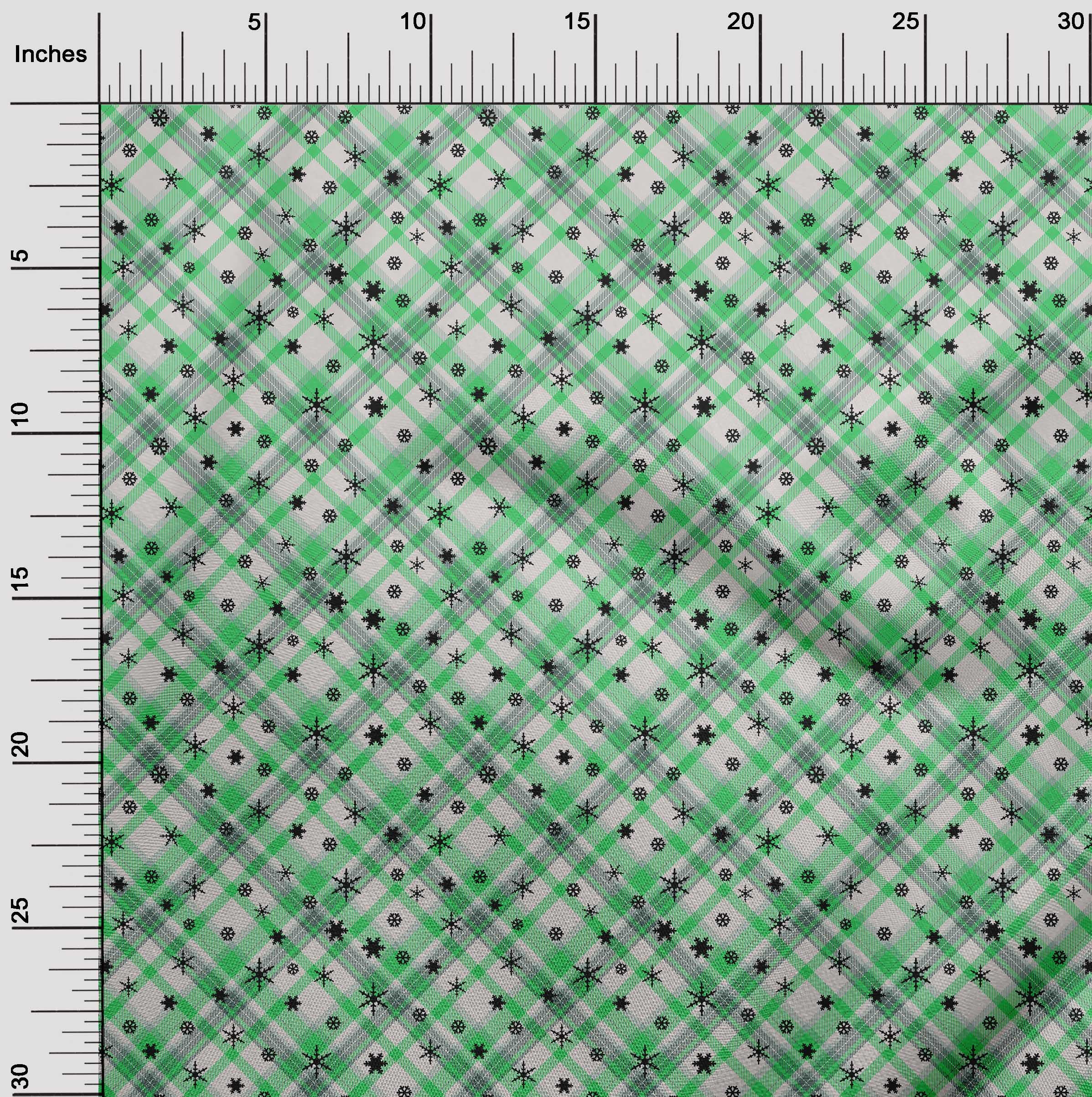 oneOone Cotton Cambric Green Fabric Christmas Diy Clothing Quilting Fabric Print Fabric By Yard 42 Inch Wide