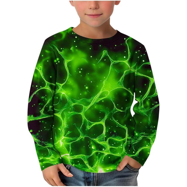 MEZZALL T-Shirt pour Enfants Filles, Impression 3D, Manches Longues, Décontracté, Extérieur, 8-9 Ans