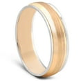 thumbnail image 2 of Pompeii 6MM 14k White & Yellow Gold Two Tone Brushed Wedding Band Mens Beveled Ring (,), 2 of 3