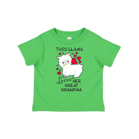 

Inktastic This llama loves her Great Grandma with Hearts Gift Toddler Boy or Toddler Girl T-Shirt