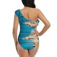 thumbnail image 5 of Haiem Shells and Starfish Women's One Piece Swimsuits Tummy Control One Shoulder Bathing Suits Ruffle Swimwear-Medium, 5 of 8