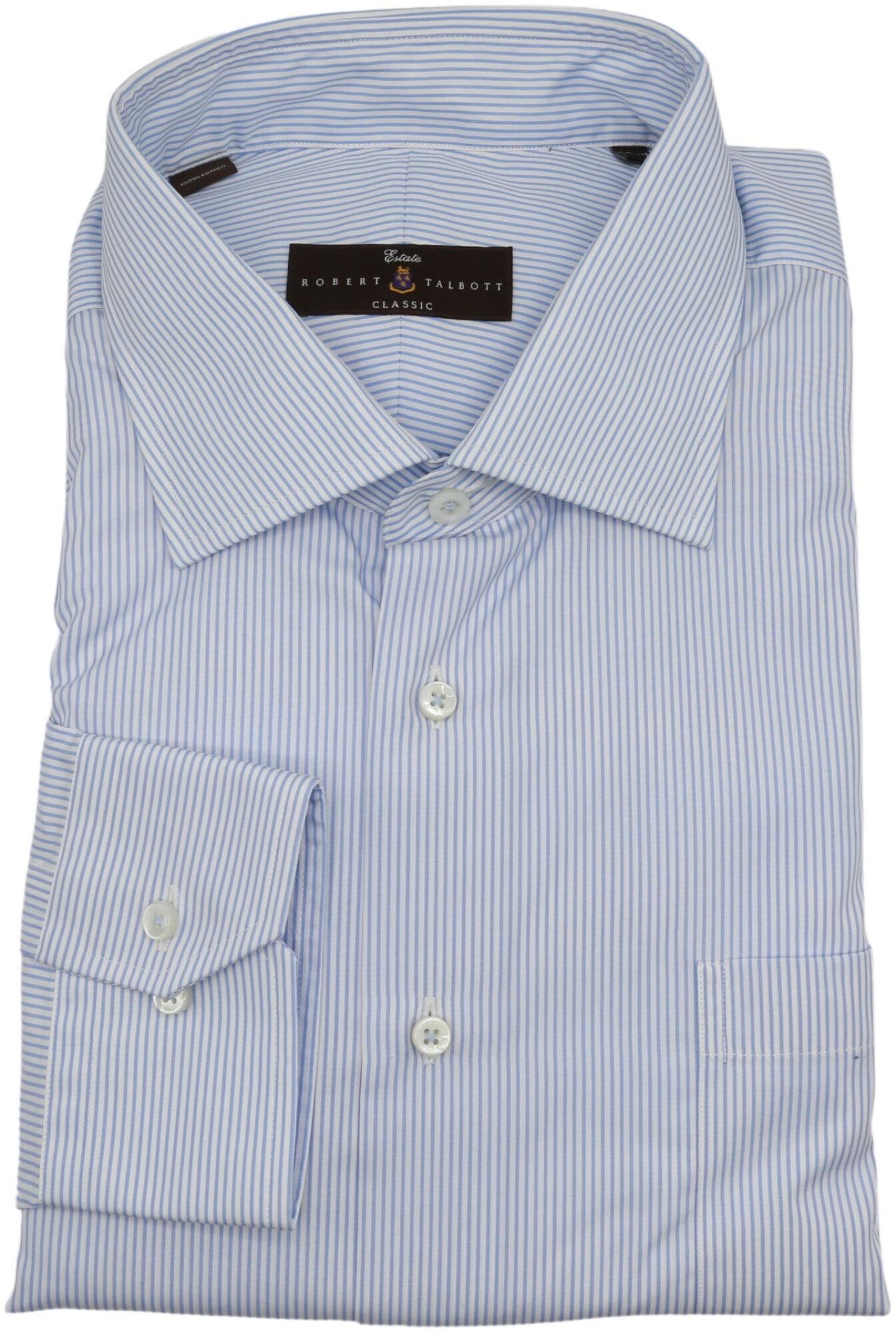 Robert Talbott Men's White/Blue Stripe 