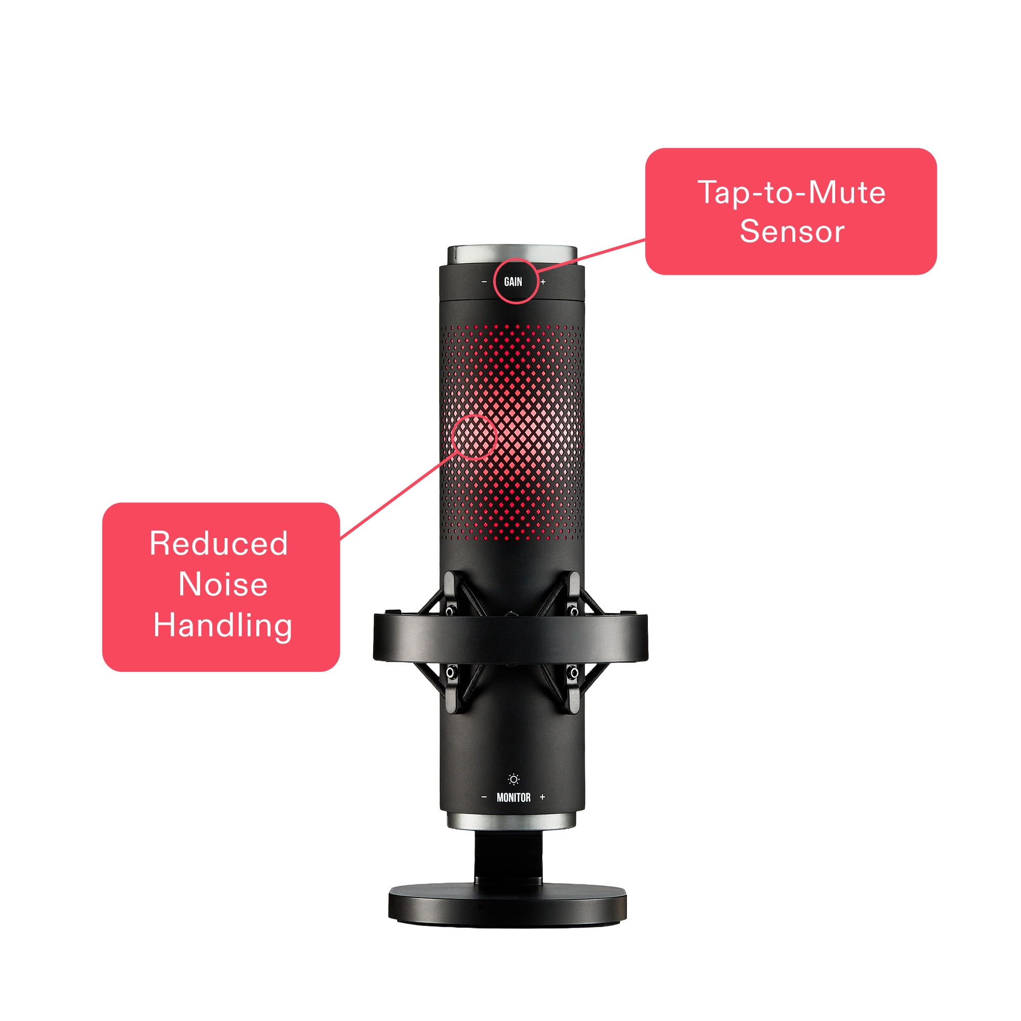 onn USB Tri-Pattern Gaming Microphone with Volume/Mute Controls and 3.5mm Headphone Jack, Black