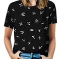 thumbnail image 1 of Mathematical Pattern New Fashion Zip Off Shoulder Top Short-Sleeve Women Shirt Creative Cross Design Geometric Geometry, 1 of 5
