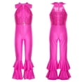 thumbnail image 3 of iiniim Girls Sequins Full Body Tank Unitard Catsuit Zipper Hippie Disco Dance Gymnastics Jumpsuit Playsuit Dancewear Size 6-14 A Hot Pink 10, 3 of 7