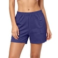 thumbnail image 4 of WAGUTH Athletic Sweat Shorts for Women Elastic Waist Wide Leg Summer Beach Shorts Loose Fit Daily Loungewear Running Shorts,Navy,L, 4 of 7