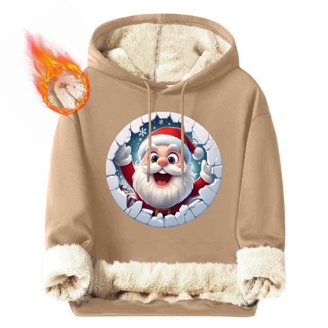 Sudadera con capucha para hombre, informal, a la moda, con estampado navideño, de manga larga y bolsillo, de poliéster