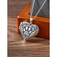 thumbnail image 2 of CACA LADY Paw Print Heart Locket Necklace That Holds 2 Picture 925 Sterling Silver Heart Picture Locket Necklace Pet Paw Print Jewelry Gifts(Locket only), 2 of 5