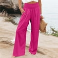 thumbnail image 4 of Linen Pants Women Xunlbb Women's Loose Wide Leg Pants High Waist Straight Pants Casual Pants, S-3XL, 4 of 5