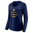 thumbnail image 2 of Women's Navy Notre Dame Fighting Irish Play Like A Champion Today Shamrock Long Sleeve V-Neck T-Shirt, 2 of 3