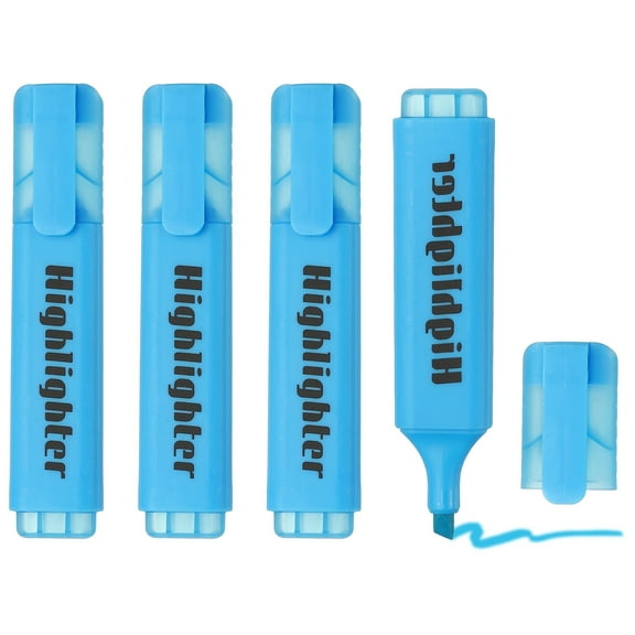 Uxcell Highlighter Pen, 4 Pack Water Based Broad Tip Writing Marker Pens Cute Pastel Colored Highlighter Studying Supplies for Office Home Daily Use, H5713 Blue