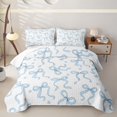 thumbnail image 2 of Manfei Blue Girly Bow Twin Quilt Set For Girls,Cartoon Heart Print Twin Coverlet Set For Kids,2 Pieces, 2 of 7