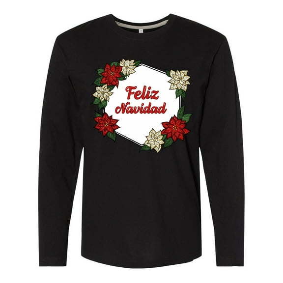 Inktastic Feliz Navidad Poinsettia Long Sleeve T-Shirt