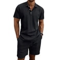 thumbnail image 2 of Men 2 Piece Outfits Casual Top and Pants Sets Black XL, 2 of 9
