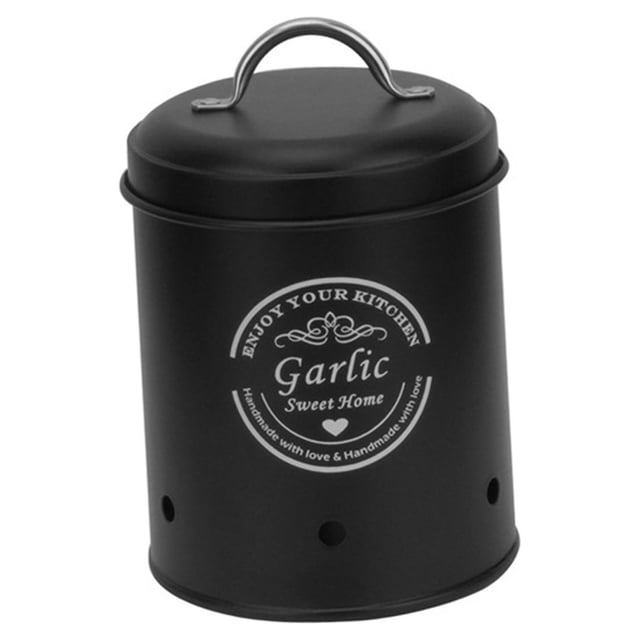 Recipientes de cocina Latas de almacenamiento de verduras de cocina Macetas de metal rústicas multifuncionales Contenedor de almacenamiento de papas, Pequeño negro BLESIY botes de cocina