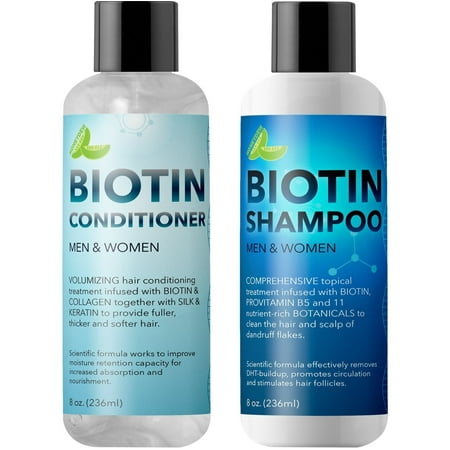 Biotin Shampoo and Conditioner Hair Loss Treatment for Thinning Hair - Hair Follicle Stimulator for Fuller Thicker Hair Growth - Revive Damaged Hair with Natural Jojoba Oil Argan Oil Sea