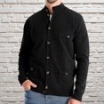 thumbnail image 2 of Alkepwun Mens Cardigan Sweater Button Down Stand Collar Round Neck Pullover Long Sleeved Loose Base Shirt Top Sweater, 2 of 5
