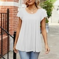 thumbnail image 2 of Fesfesfes Athletic Shirts Women's Summer Fashion Color Cotton Linen Short-sleeved Roundneck Loose Casual Tops Women's Bodysuit Tops 10(XL), 2 of 4