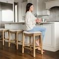 thumbnail image 3 of Maven Lane Adrien Backless Saddle Kitchen Stool, Natural Wood, Set of 3, 3 of 6