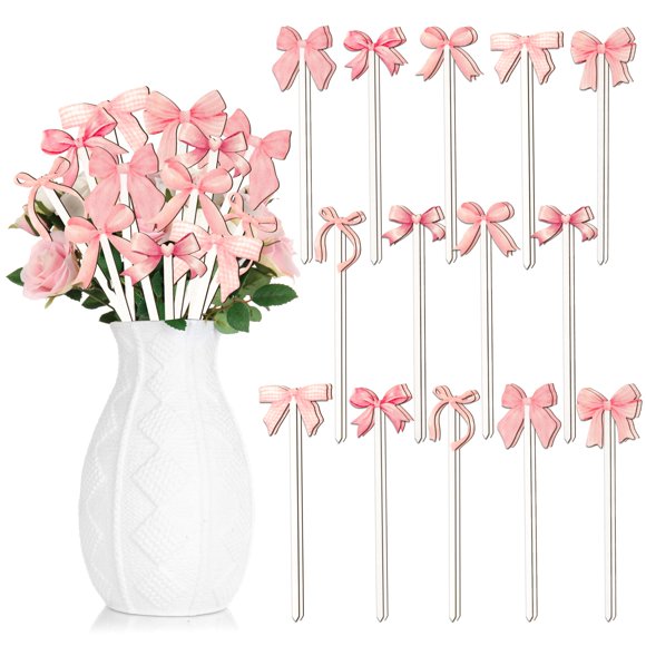 Pajarita rosa TICIAGA, 28 piezas, decoración con púas de madera