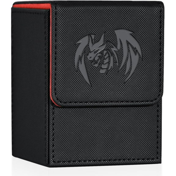 Card box, over 100 card boxes, 2 partitions, PU leather storage box, compatible with collecting trading cards