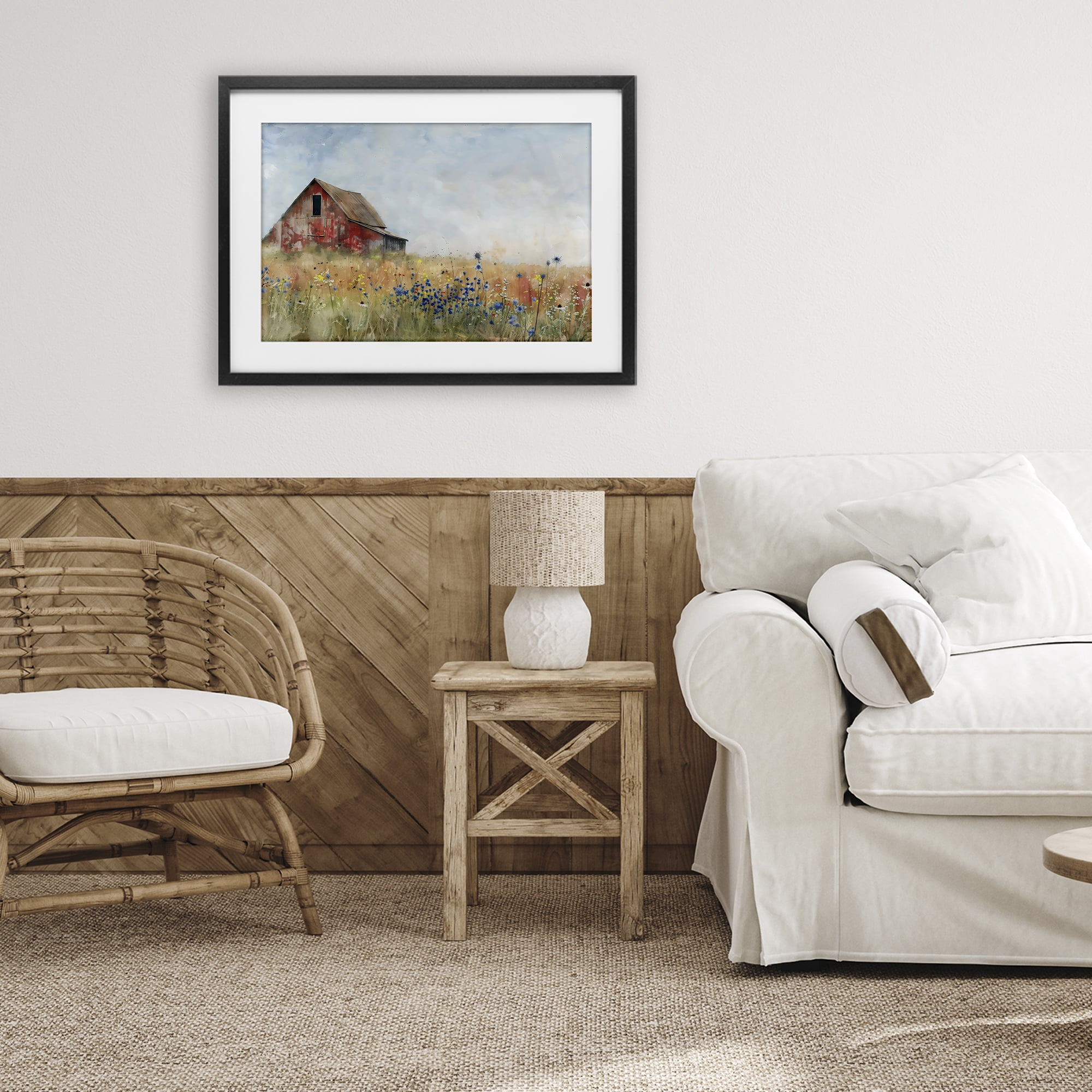 Stupell Industries Rustic Barn in Colorful Meadow Black Framed Print Under Glass, design by Creative Studio