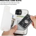 thumbnail image 4 of REQO Compatible with iPhone 12 Compatible with iPhone 12 Pro Wallet Case with Card Holder, PU Leather Kickstand Card Slots Case, Double Magnetic Clasp Durable Shockproof Cover 6.1 Inch(White), 4 of 7