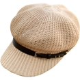 thumbnail image 2 of CoCopeaunts Newsboy Cap Summer Women Knit Mesh Breathable Baker Boy Painter Hat Adjustable Belt Pure Color Shade Beret Hat, 2 of 7