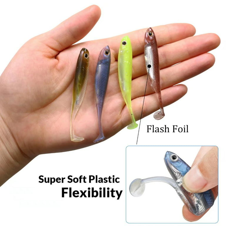 Qualyqualy Soft Plastic Fishing Lure Paddle Tail Swimbait Shad Minnow for  Crappie Bass
