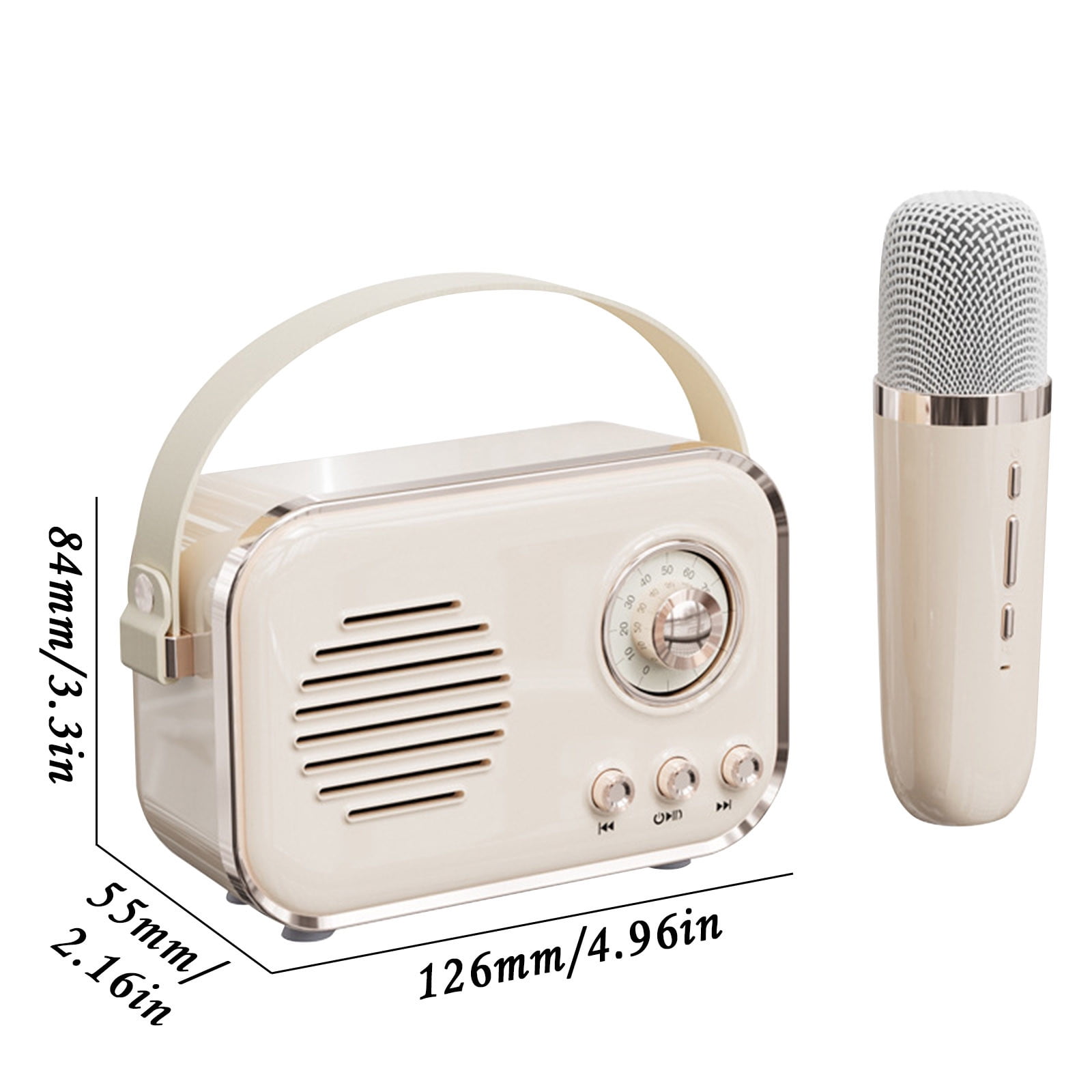 Byujiro Mini Karaoke Machine with 2 Wireless Microphones for Adults and Kids, Microphone Bluetooth Speaker Home Outdoor Song Portable Retro Sound System