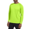 thumbnail image 2 of Men's Long Sleeve Athletic Shirts with Side Pocket and Raglan Sleeves Featuring UPF 50+ Sun Protection Fluorescent Green M, 2 of 7
