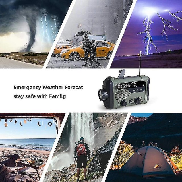 Radio portátil Manivela Am Fm Noaa Emergencia 3 en 1 Lámpara de lectura Linterna Carga solar 2000mah Afortunado Sencillez