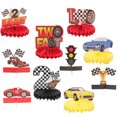 thumbnail image 4 of KAKOWELY 10 piezas de adornos de panal de abeja para coches de carreras, centros de mesa de panal de abeja de carreras, 4 of 5