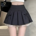 thumbnail image 6 of Byworldtasic Womens Skirts Kawaii Lolita Goth Skirt Fashion Casual Style Zipper A-Line Cute Knot-Bow Lace Trim Pleated Short Skirt, 6 of 7