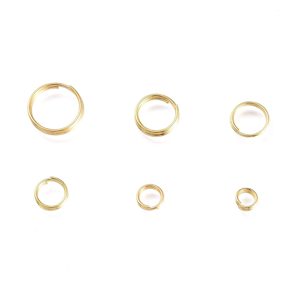 Iron Split Rings Double Loops Jump Rings Golden 4~10x1.4mm Inner Diameter: 3.3~8.6mm about 5316pcs/500g Iron