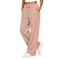 thumbnail image 3 of DLIDG Womens Straight Wide Leg Sweatpants with Side Pockets Basic Drawstring Elastic High Waist Jogger Fall Winter Trendy Soft Track Pants Dressy Casual Loose Fit Lounge Pants Beige L, 3 of 9