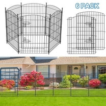 Garden Fence 6 Pack, 29.7in(H) x 11.7ft(L) Rustproof Decorative Fence Metal, Animal Barrier for Outdoor, Picket Fencing No-Dig for Yard (5 Panels 1 Gate)