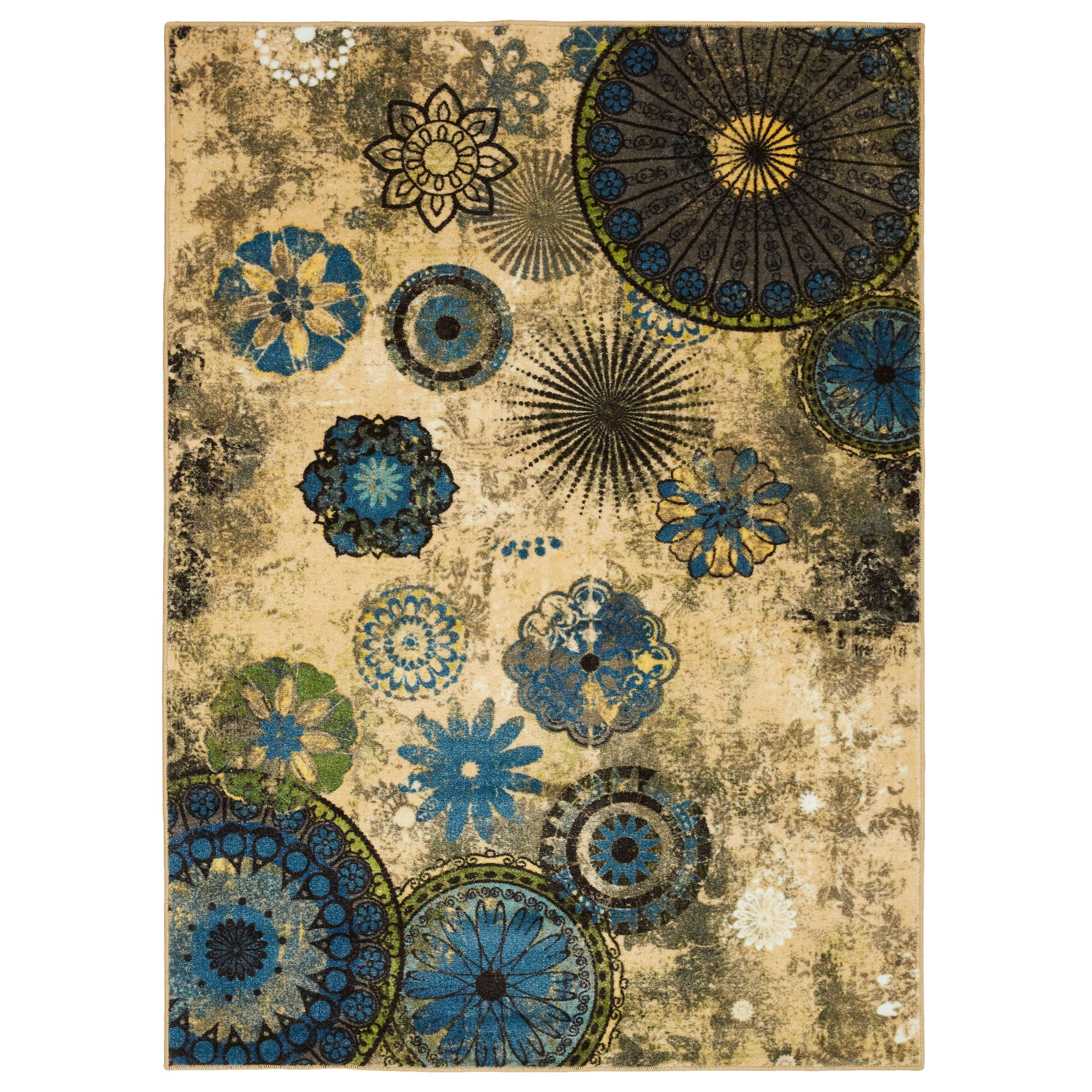 Beige Modern Rings Shapes Area Rug Circles 1251E 