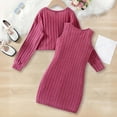 thumbnail image 6 of Bysome Toddler Girls Outfit Set Winter Fall Long Sleeve Ribbed Coat With Sleeveless Dress For Big Kids Casual School Party Wear Long Sleeve Crew Neck Girl 2 Pieces Clothes Set Red Size 9-10 Years, 6 of 7
